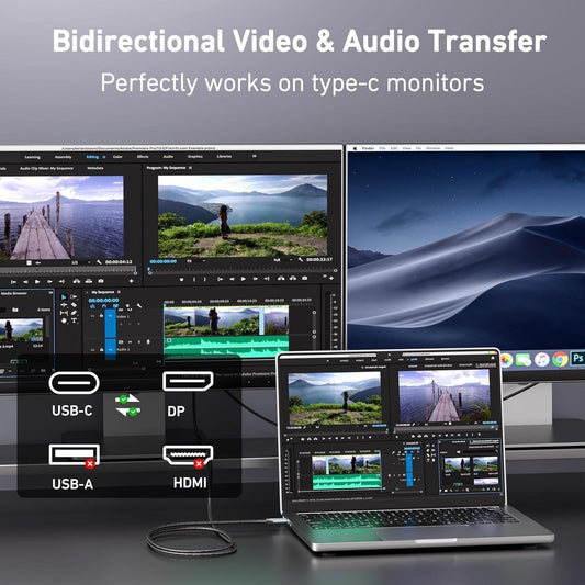 BENFEI 412GY Bidirectional USB-C to DisplayPort V1.4 (Support Thunderbolt 4, 8K@60Hz ) Cable 1.8M.