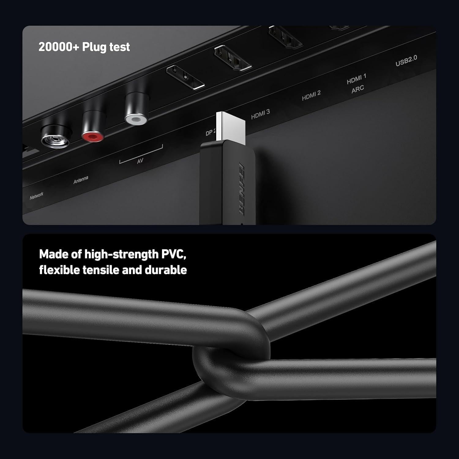 BENFEI 000415BK-2P 8K@ 60Hz V2.1 HDMI to HDMI Cable 1.8M , 2 Pack.
