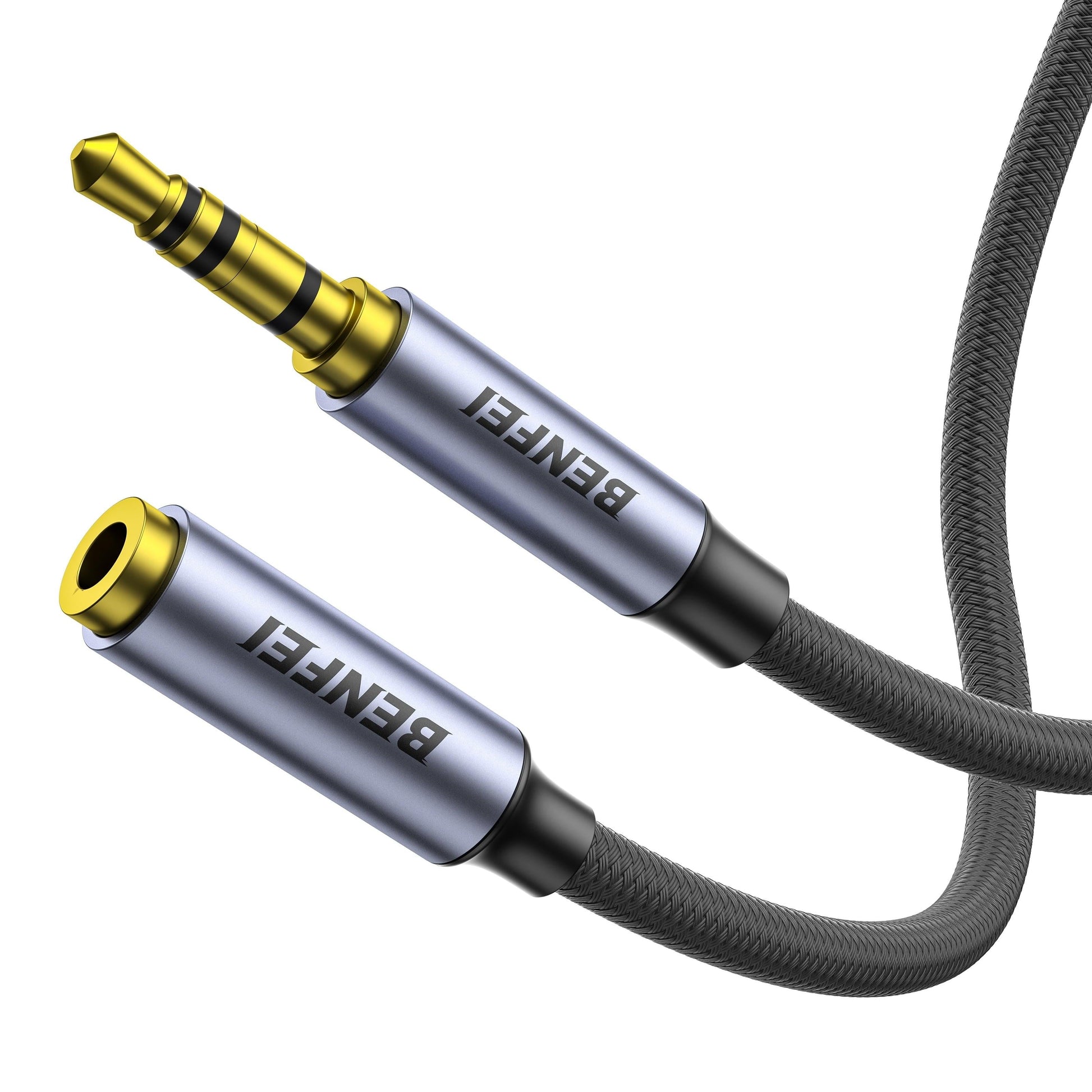 BENFEI 421GY 10M 3.5mm Male to Female AUX Extension Cable, TRRS 4-Pole Stereo Audio Jack Cord for Headphones, Microphone, Smartphones, PC, Laptop, Speakers.