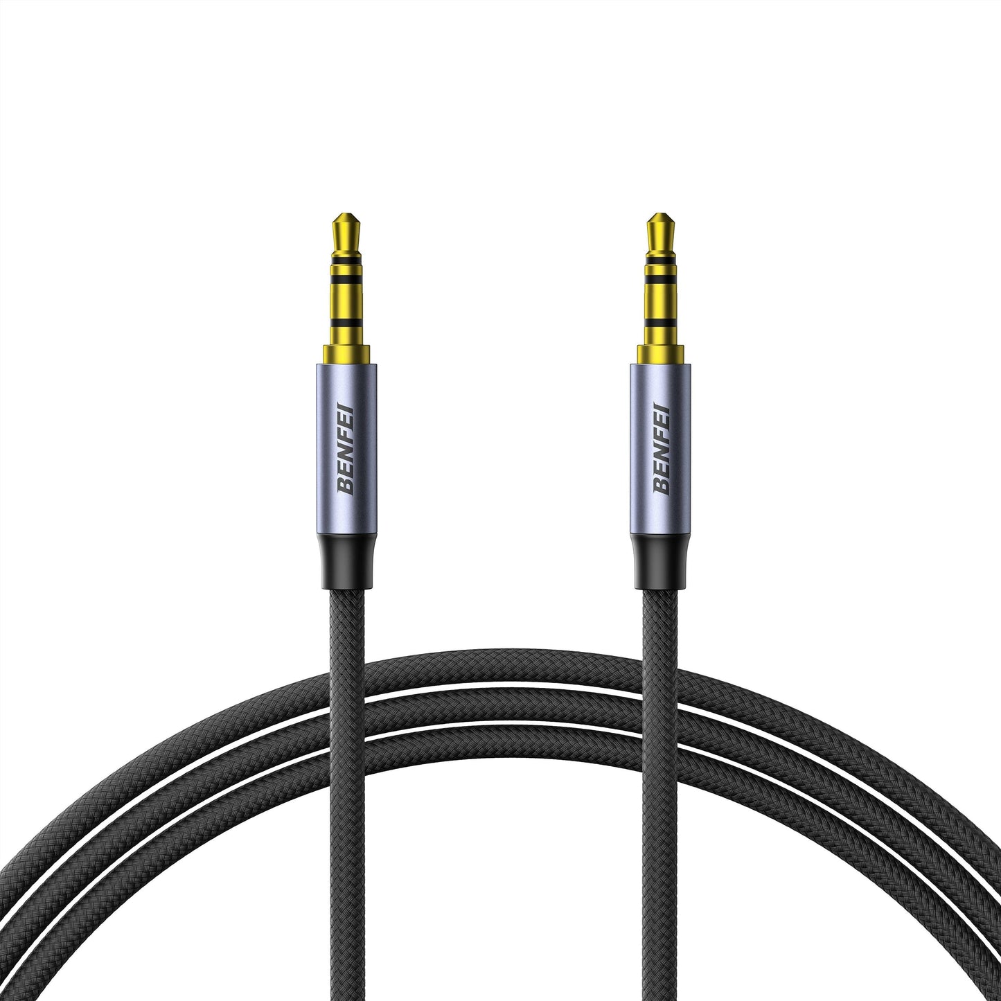 BENFEI 427GY 1M 3.5mm TRRS Male to Male Audio Cable, 4-Pole Stereo Mic Aux Cable, Nylon Braided Headphone Jack Cord.