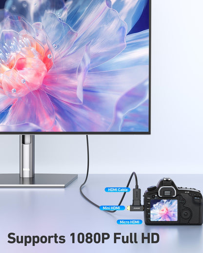 BENFEI 434BK Micro HDMI + Mini HDMI male to HDMI female Adapter.