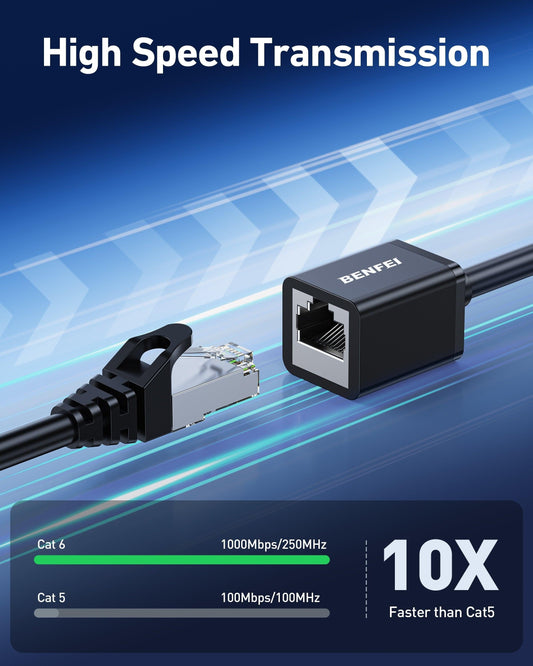 BENFEI 435BK-1M RJ45 Extension Male/Female Patch cords Cat6 1000Mbps 1M.