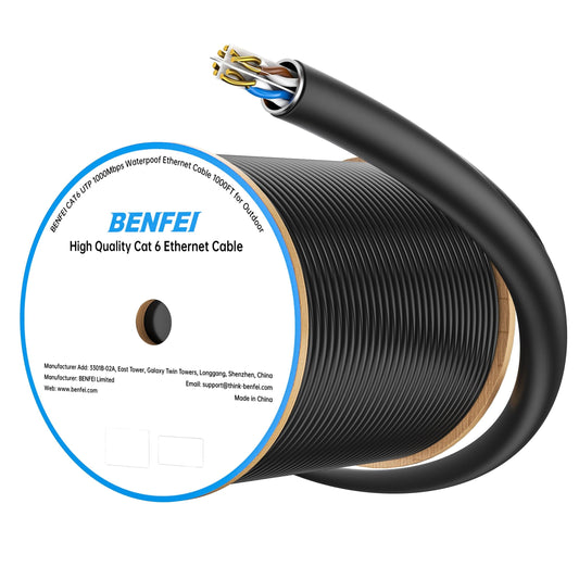 BENFEI 701BL 305M CAT6 UTP 1000Mbps Waterpoof Ethernet Cable 1000FT for Outdoor.
