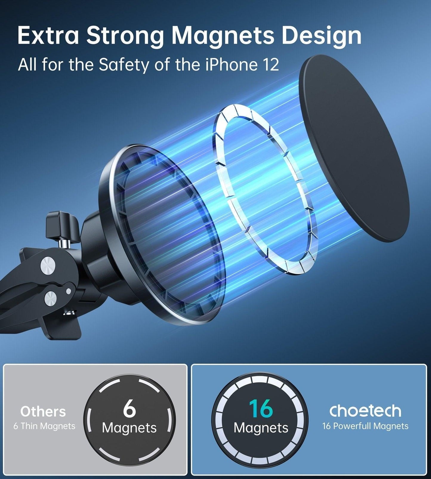 CHOETECH AT0004 Magsafe iPhone 12 Magnetic Car Mount Car Air Vent Phone Holder.
