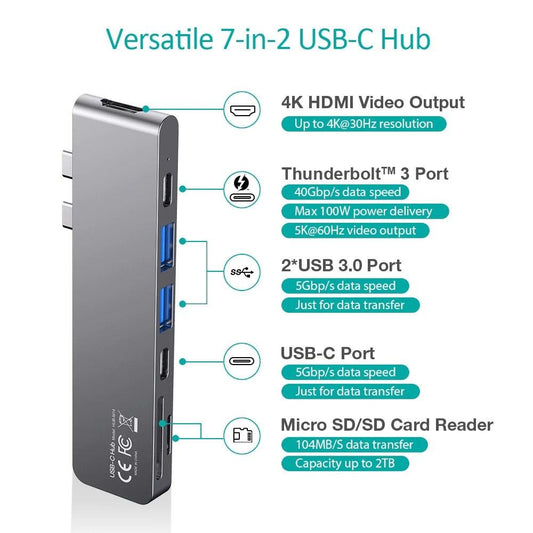 CHOETECH HUB-M14 USB-C  7 in 1 Expand Docking Station Hub for MacBook Pro.