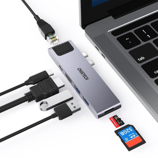 CHOETECH HUB-M24 7-in-2 MacBook Pro/Air USB Adapter USB-C Hub.