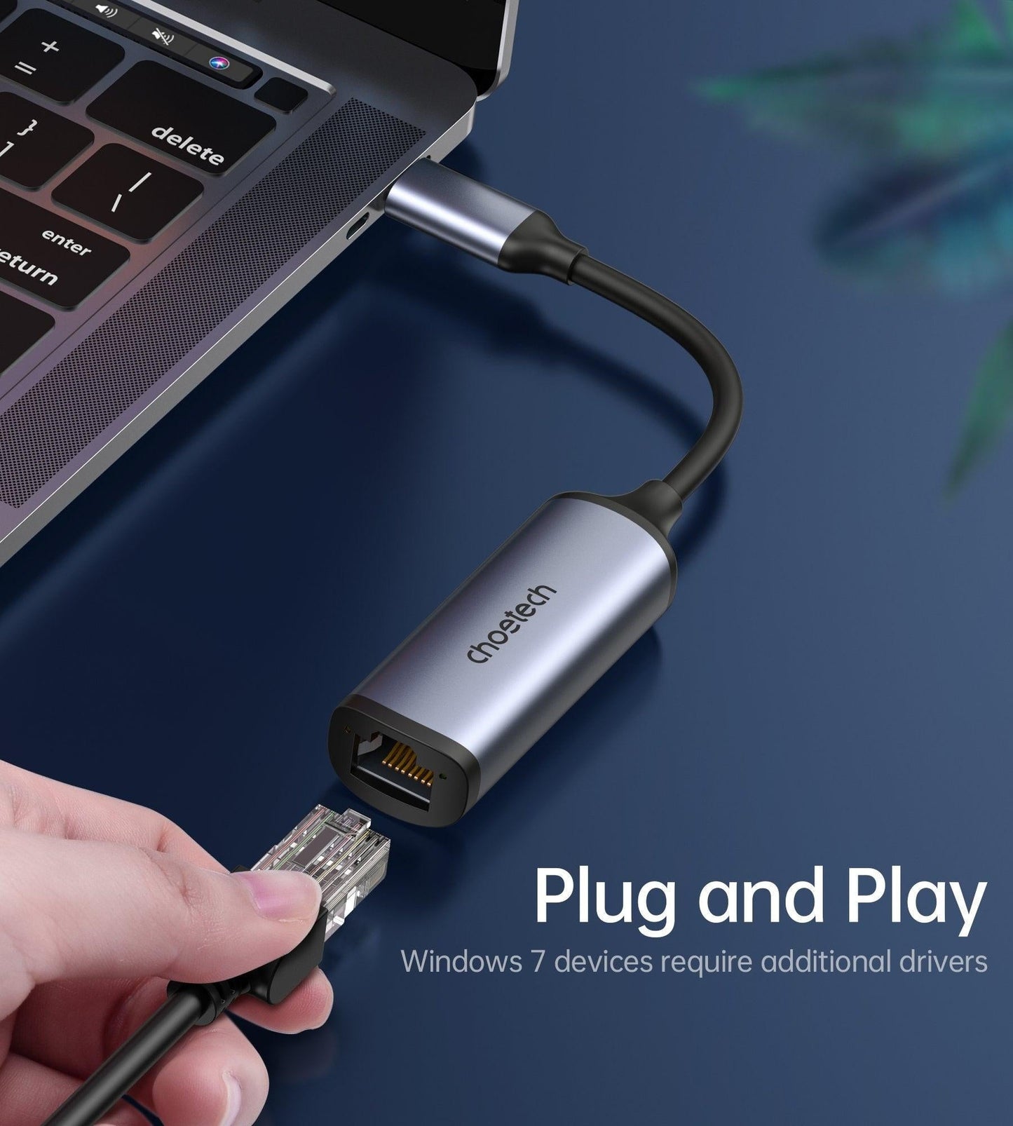 CHOETECH HUB-R02 USB-C to Gigabit Ethernet Adapter.