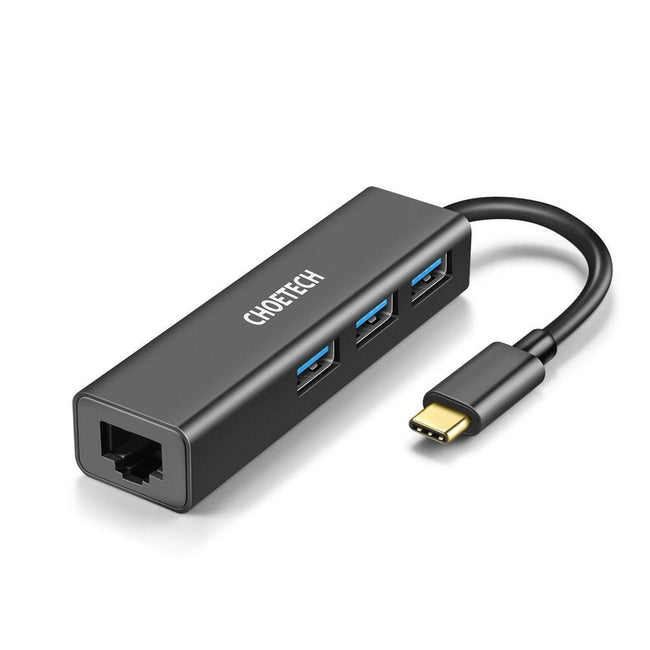 CHOETECH HUB-U02 USB-C To Ethernet Hub Hover Image