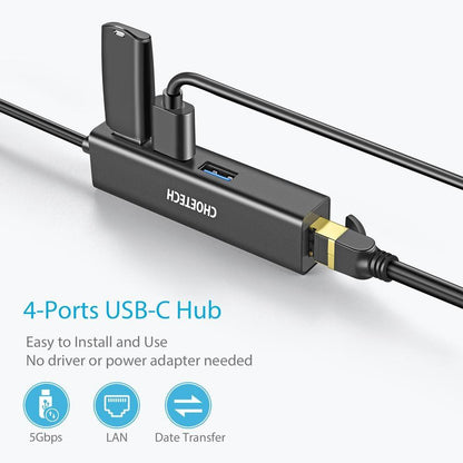 CHOETECH HUB-U02 USB-C To Ethernet Hub.