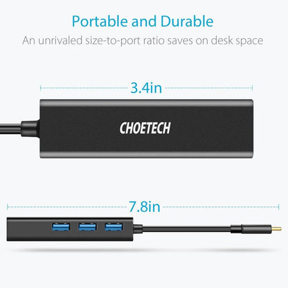 CHOETECH HUB-U02 USB-C To Ethernet Hub.