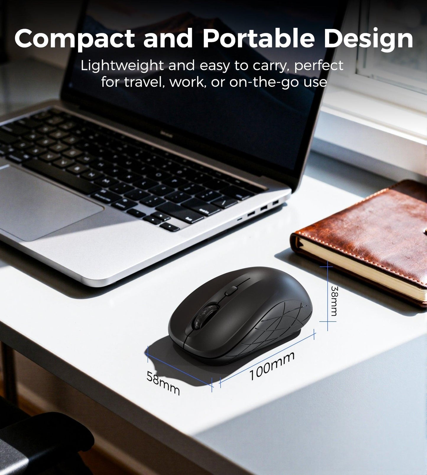 Choetech KB-002-BK 3-Level Adjustable 1600 DPI Wireless Mouse (Black).