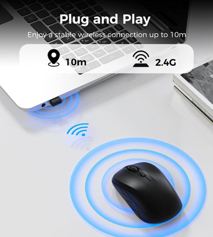 Choetech KB-002-BK 3-Level Adjustable 1600 DPI Wireless Mouse (Black).