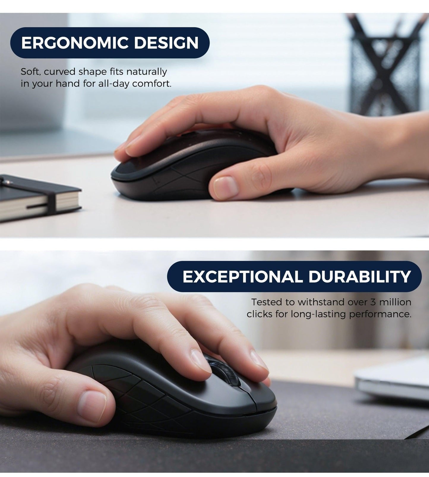 Choetech KB-002-BK 3-Level Adjustable 1600 DPI Wireless Mouse (Black).