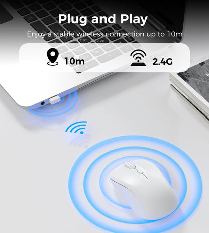 Choetech KB-002-WH single-mode 2.4G wireless mouse, white.