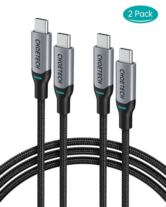 CHOETECH MIX00073 (XCC-1002 x2) 100W USB-C Braided Fast Charging Cable 1.8M 2 Pack.