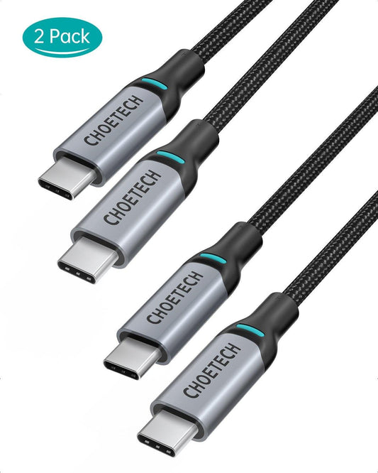CHOETECH MIX00073 (XCC-1002 x2) 100W USB-C Braided Fast Charging Cable 1.8M 2 Pack.