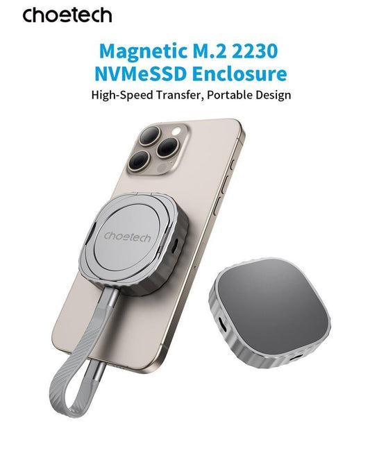 CHOETECH MSE001-GY Dual USB-C Port M.2 NVME 2230 Protocol SSD Enclosure with PD100W input Enclosure (Support 2TB Max).