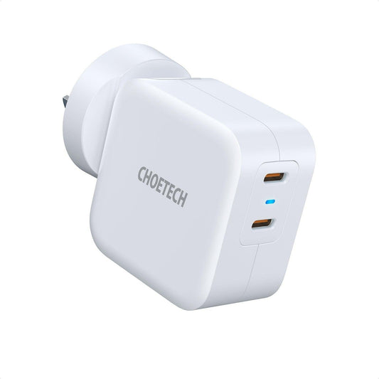 Choetech PD6009 40W Dual Fast USB C Charger 2-Port 20W PD 3.0 With Foldable Plug.
