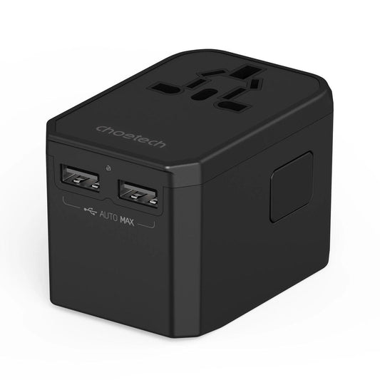 CHOETECH PD6045 GaN Tech 2C+2A 45W Travel Adapter with US EU UK AU Plugs Black.