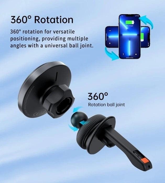 CHOETECH T204-F 15W Magnetic Car Charger Holder with LED Light (Aluminium alloy housing).