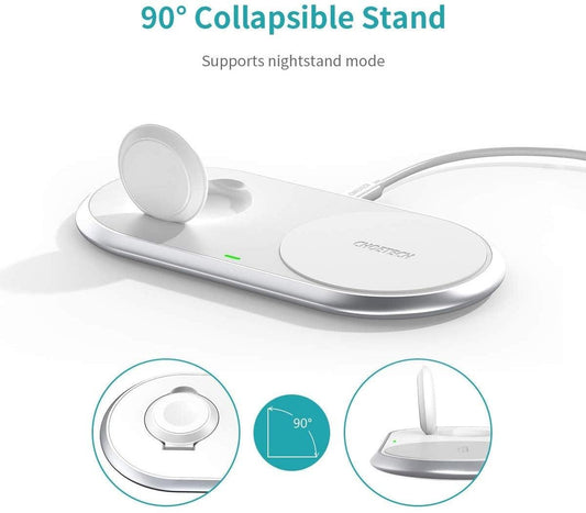 CHOETECH T317 2-in-1 Dual Wireless Charger Pad (MFI Certified).