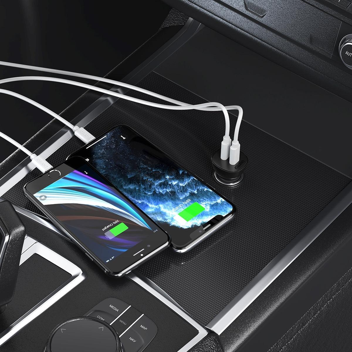 CHOETECH TC0008-BK Dual USB-C 36W Car Charger Adapter Black.