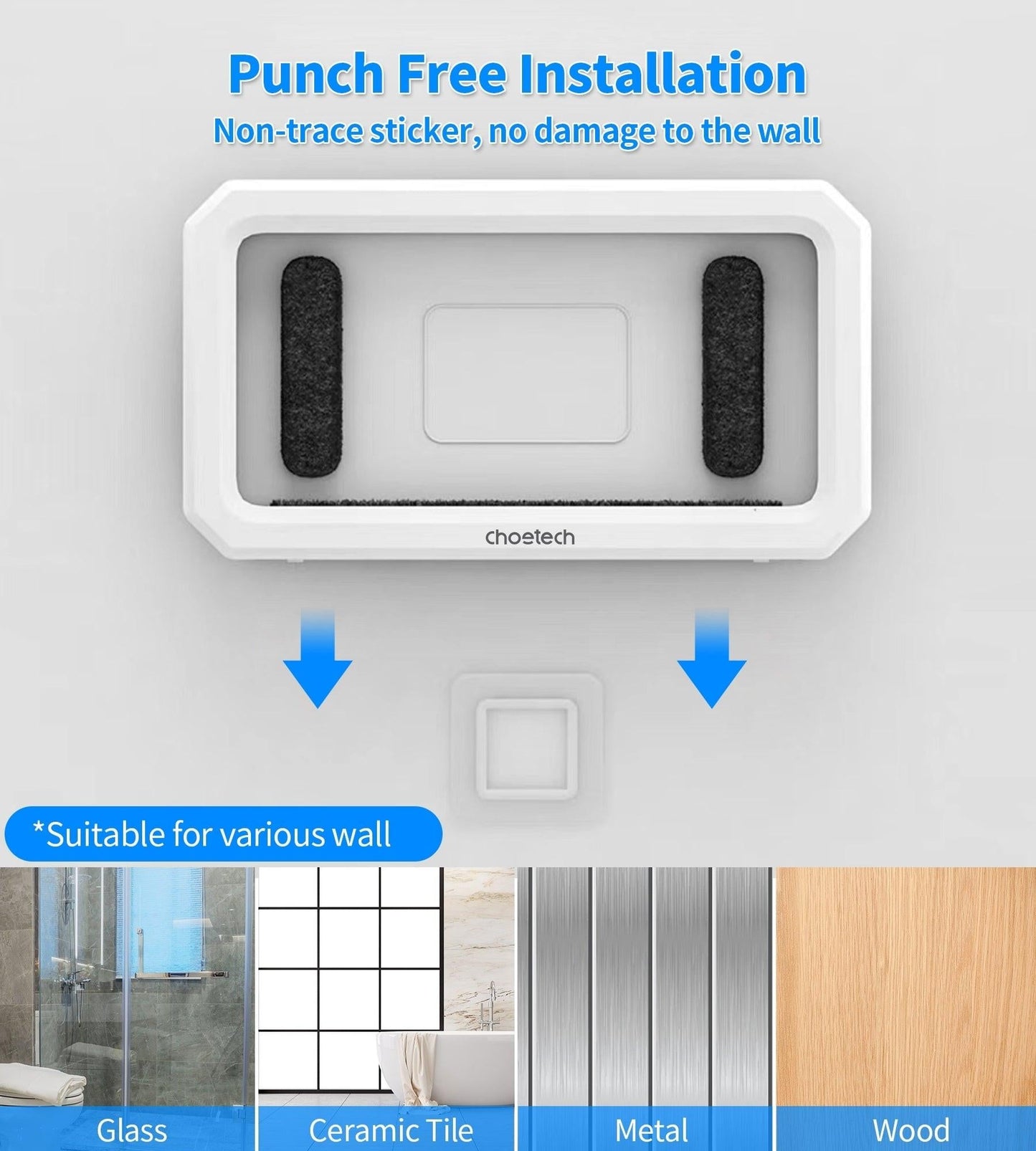 CHOETECH WPC008 Bathroom Waterproof Phone holder (up to 6.7-inch) White.