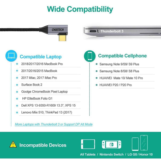 Choetech XCH-1803 USB C to HDMI Braided Cable 4K@60Hz.