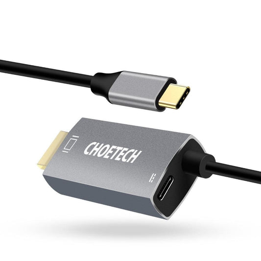 CHOETECH XCH-M180-GY-V2 Unidirectional Adapter USB-C (male) to HDMI 4K 60Hz (male) + PD100W Power Delivery 1.8M.