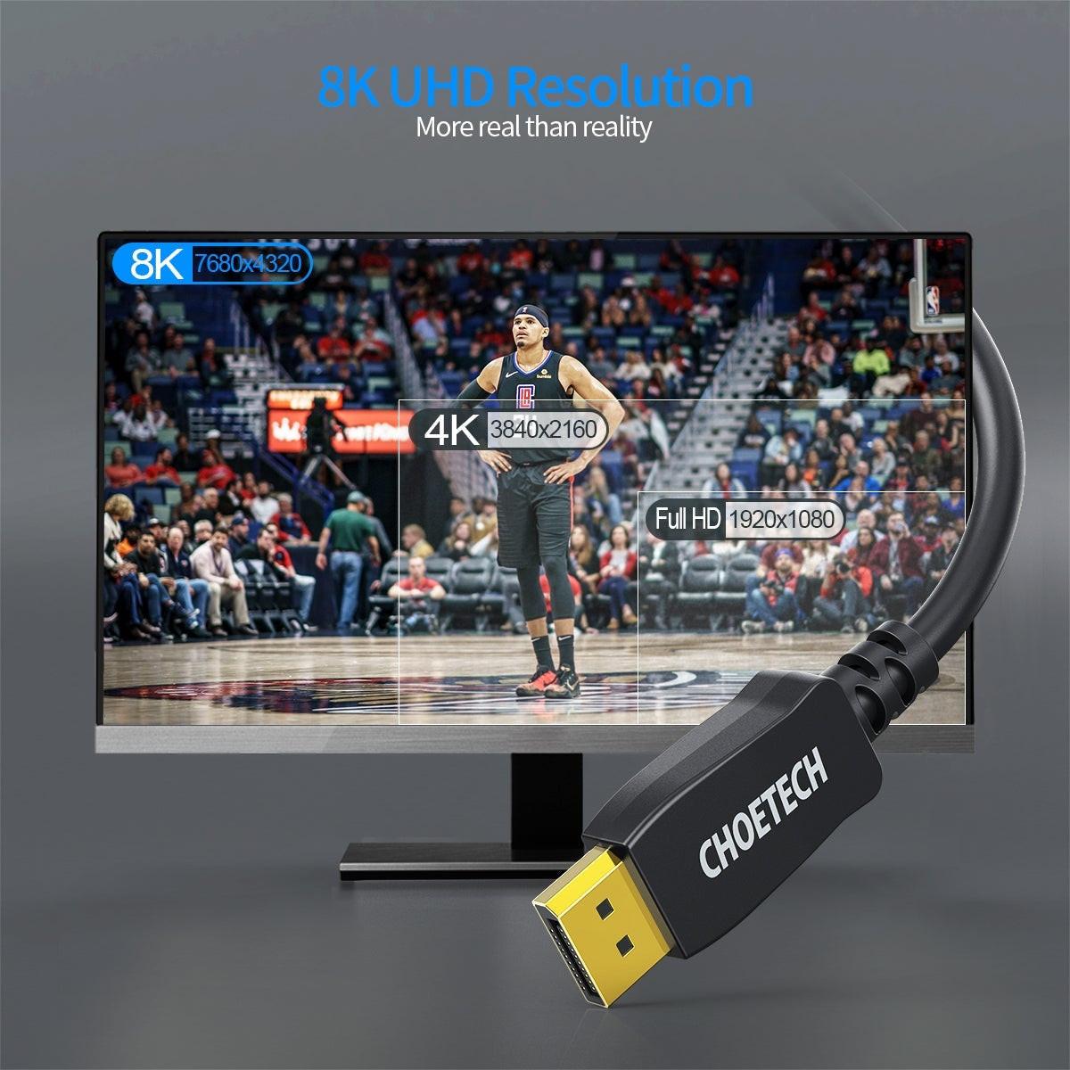 CHOETECH XDD01 DP to DP Cable 2M 8K 60Hz.