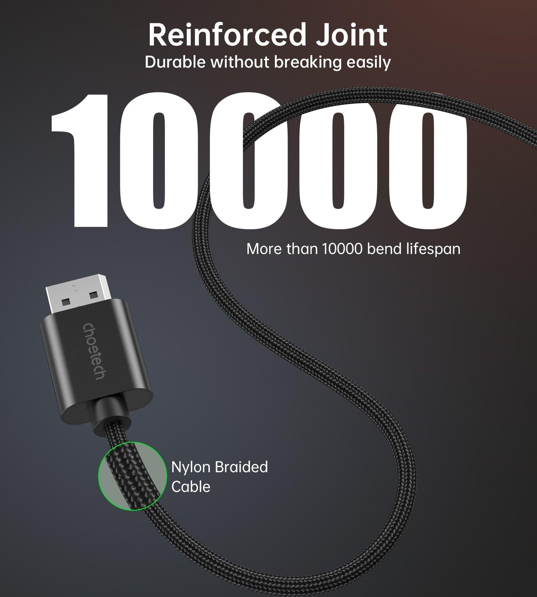 CHOETECH XDH01 4K 60Hz DisplayPort Male to HDMI Male Braided Cable 2M.