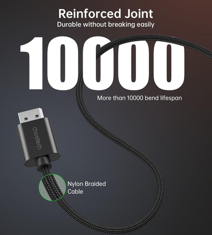 CHOETECH XDH01 4K 60Hz DisplayPort Male to HDMI Male Braided Cable 2M.