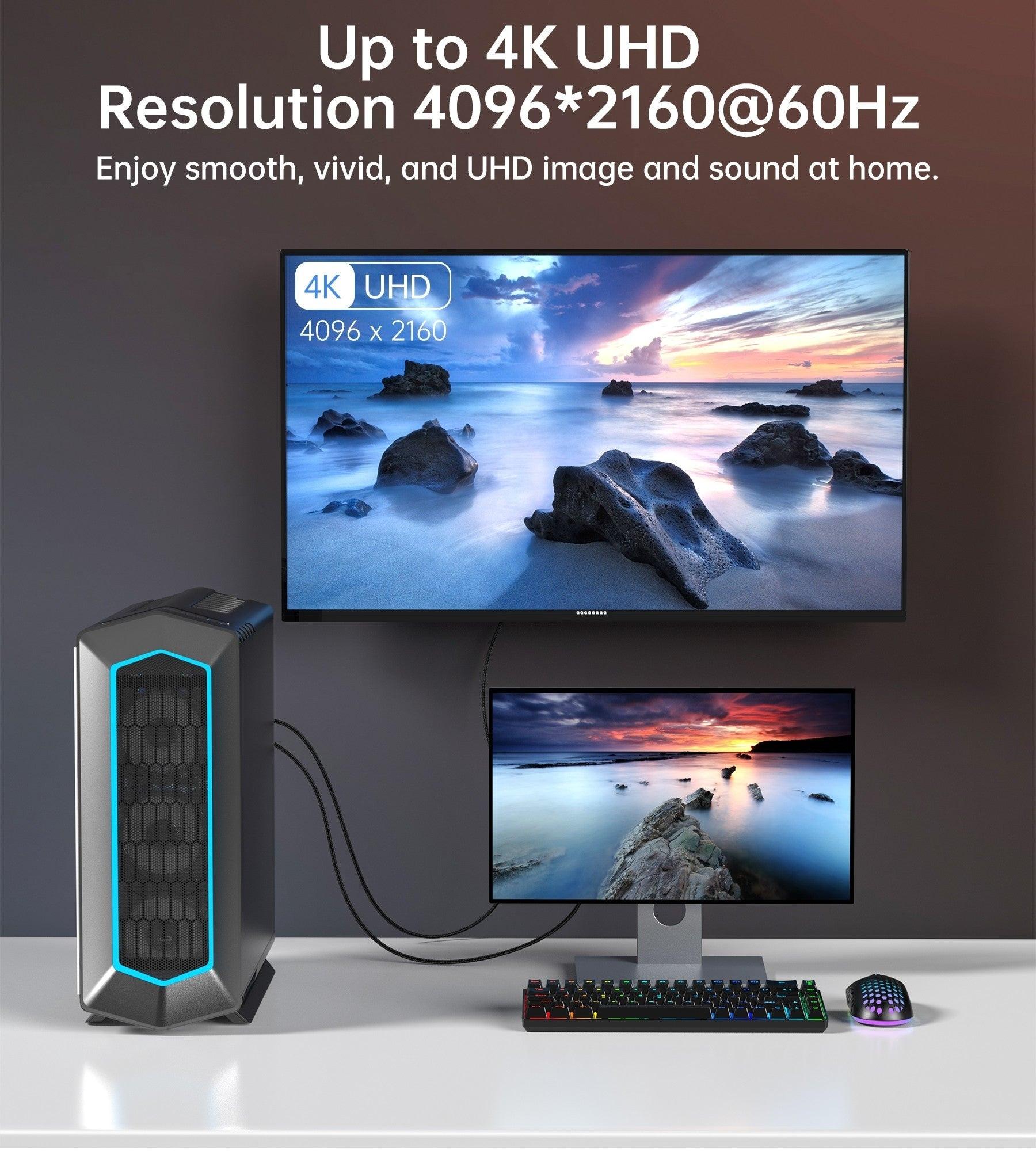 CHOETECH XDH01 4K 60Hz DisplayPort Male to HDMI Male Braided Cable 2M.