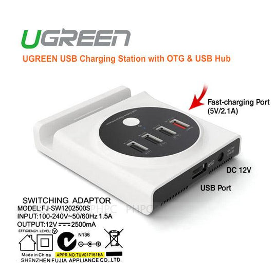 UGREEN Multifunction USB Charging Station with OTG USB Hub (20352).