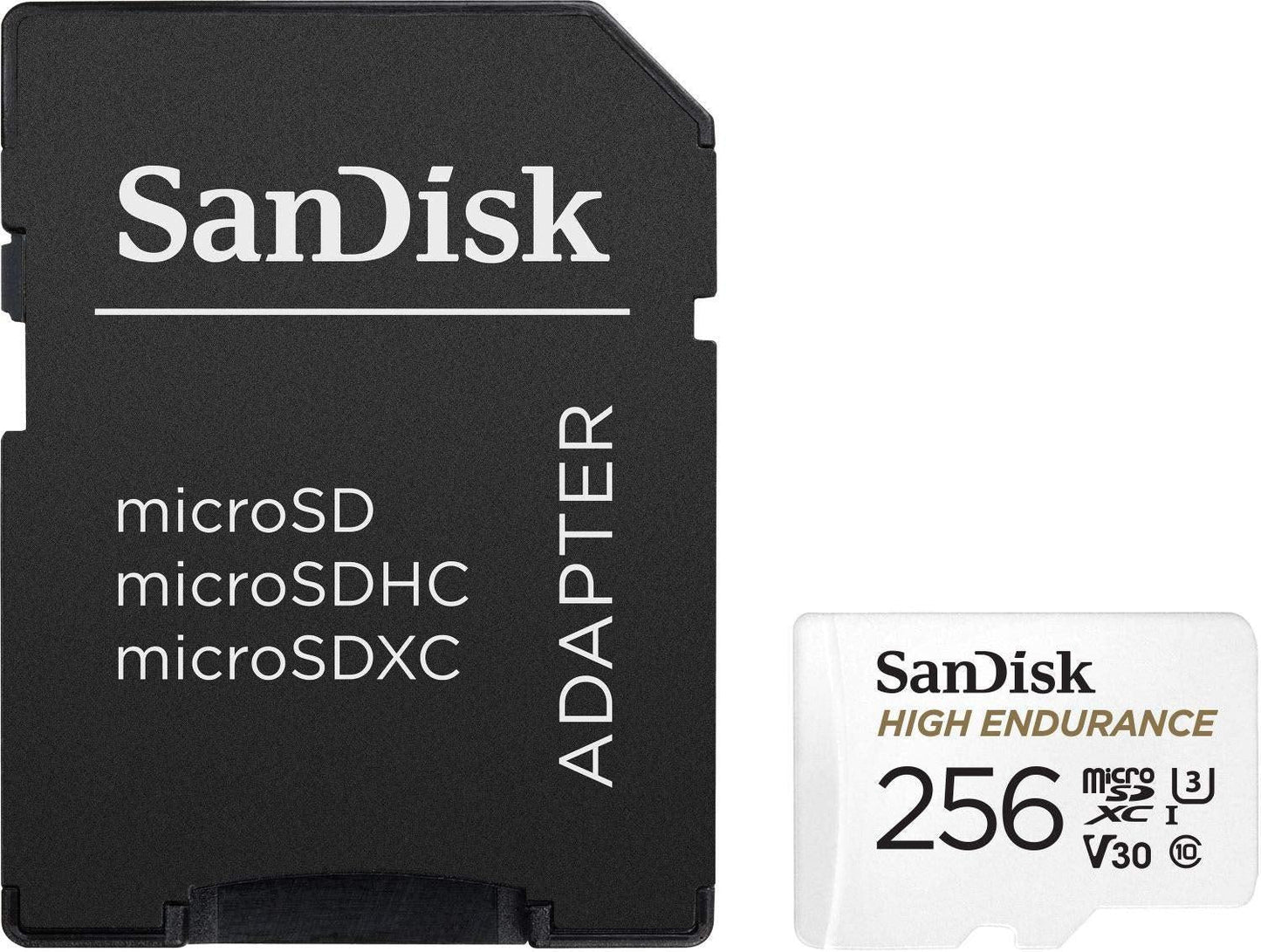 SANDISK HIGH ENDURANCE MICROSDHC CARD SQQNR 256G UHS-I C10 U3 V30 100MB/S R 40MB/S W SD ADAPTOR SDSQQNR-256G-GN6IA.