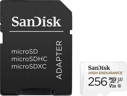 SANDISK HIGH ENDURANCE MICROSDHC CARD SQQNR 256G UHS-I C10 U3 V30 100MB/S R 40MB/S W SD ADAPTOR SDSQQNR-256G-GN6IA.