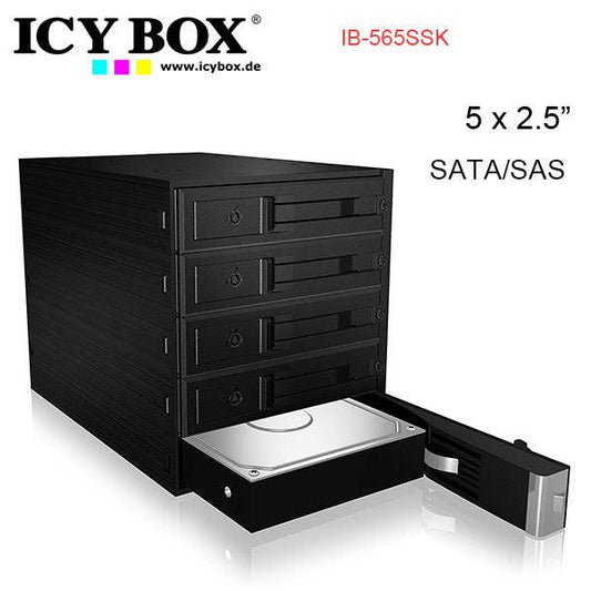 ICY BOX Backplane for 5x 3.5" SATA or SAS HDD in 3x 5.25" bay (IB-565SSK).