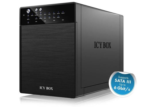 ICY BOX External 4 bay RAID System for 3.5" SATA I / II / III hard disks with USB 3.0 and eSATA (IB-RD3640SU3).