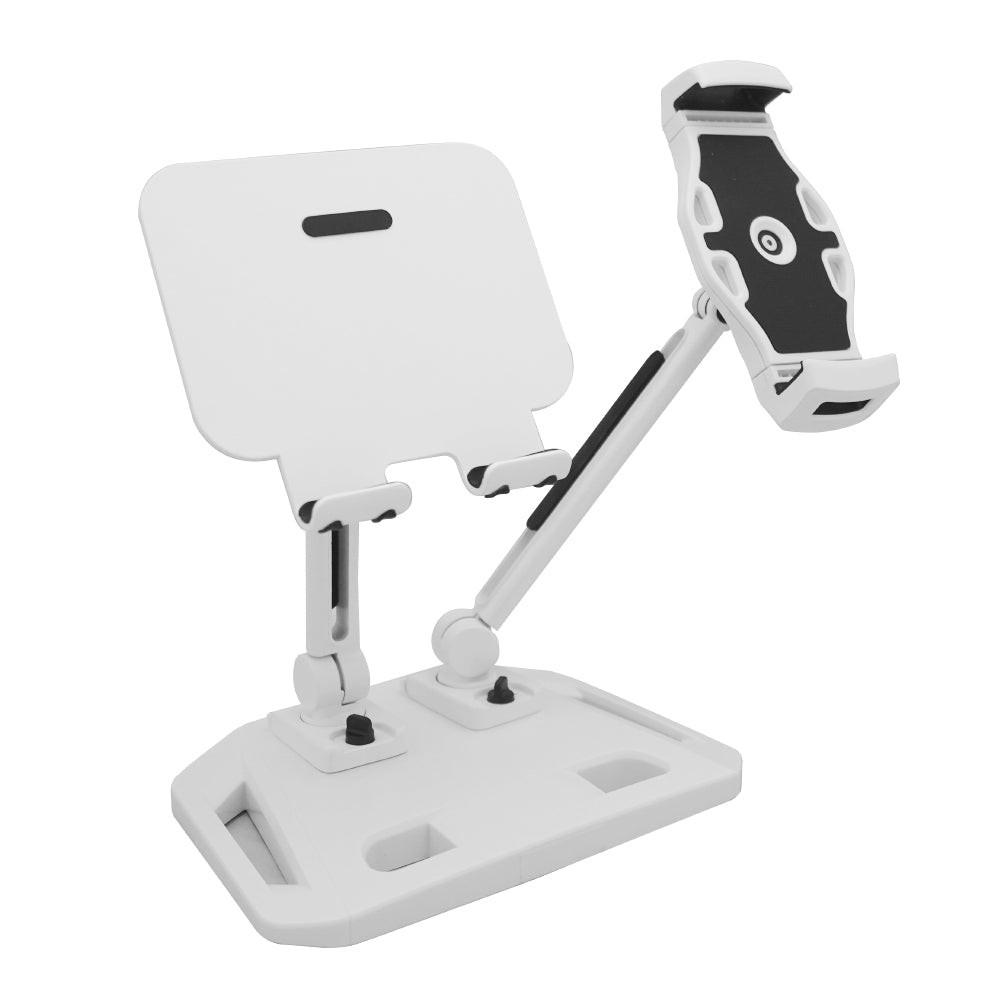 Universal and Adjustable Double Arm Stand Holder White.