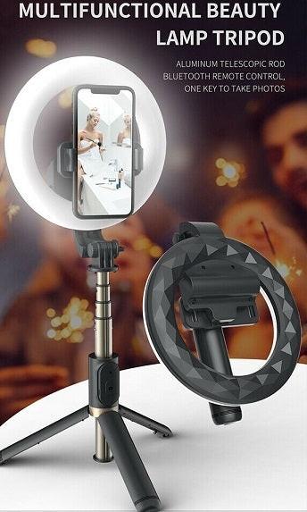 TEQ Q07 Bluetooth Ring Light Selfie Stick  + Tripod stand.