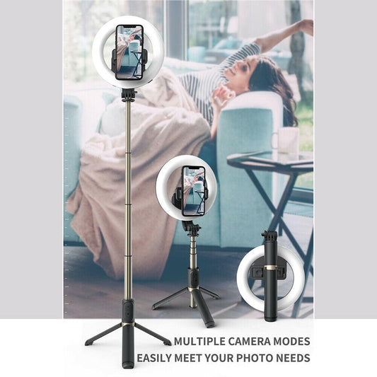 TEQ Q07 Bluetooth Ring Light Selfie Stick  + Tripod stand.