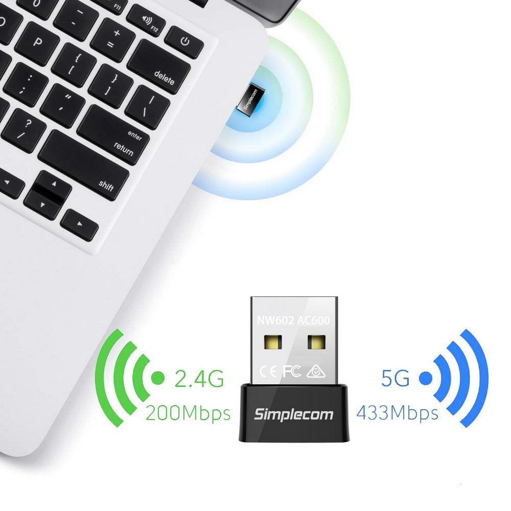 Simplecom NW602 AC600 Dual Band Nano USB WiFi Wireless Adapter.