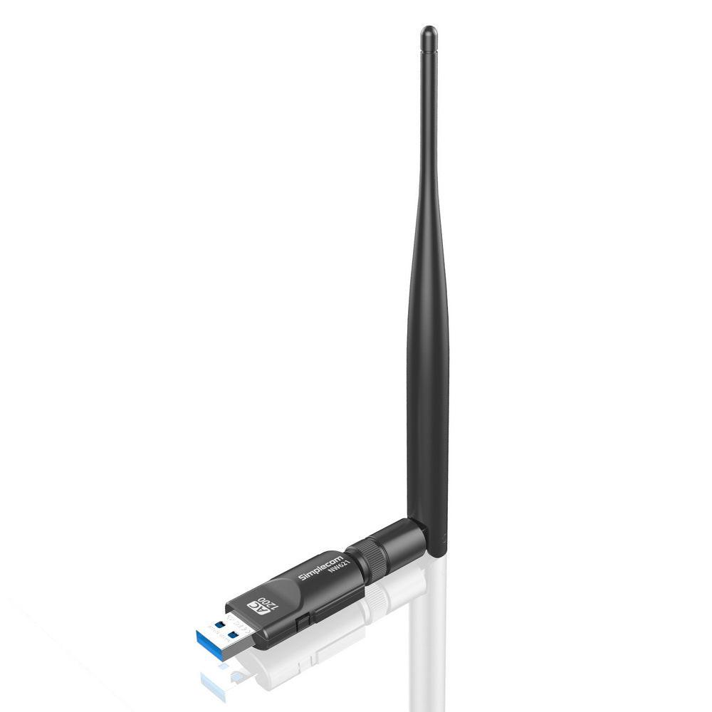 Simplecom NW621 AC1200 WiFi Dual Band USB Adapter with 5dBi High Gain Antenna.
