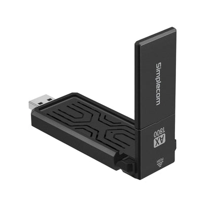 Simplecom NW812 AX1800 Dual Band WiFi 6 USB Adapter with Foldable Antenna.