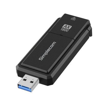 Simplecom NW812 AX1800 Dual Band WiFi 6 USB Adapter with Foldable Antenna.