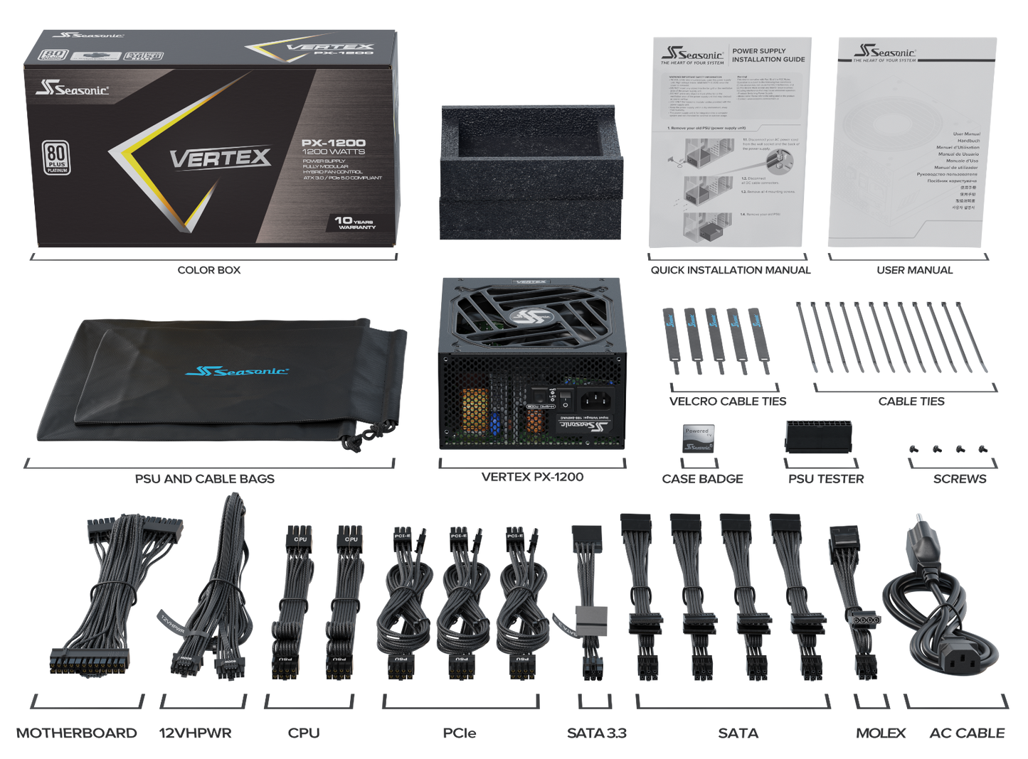 Seasonic VERTEX 1200W (PX-1200) Platinum Fully Modular PSU ATX 3.0.