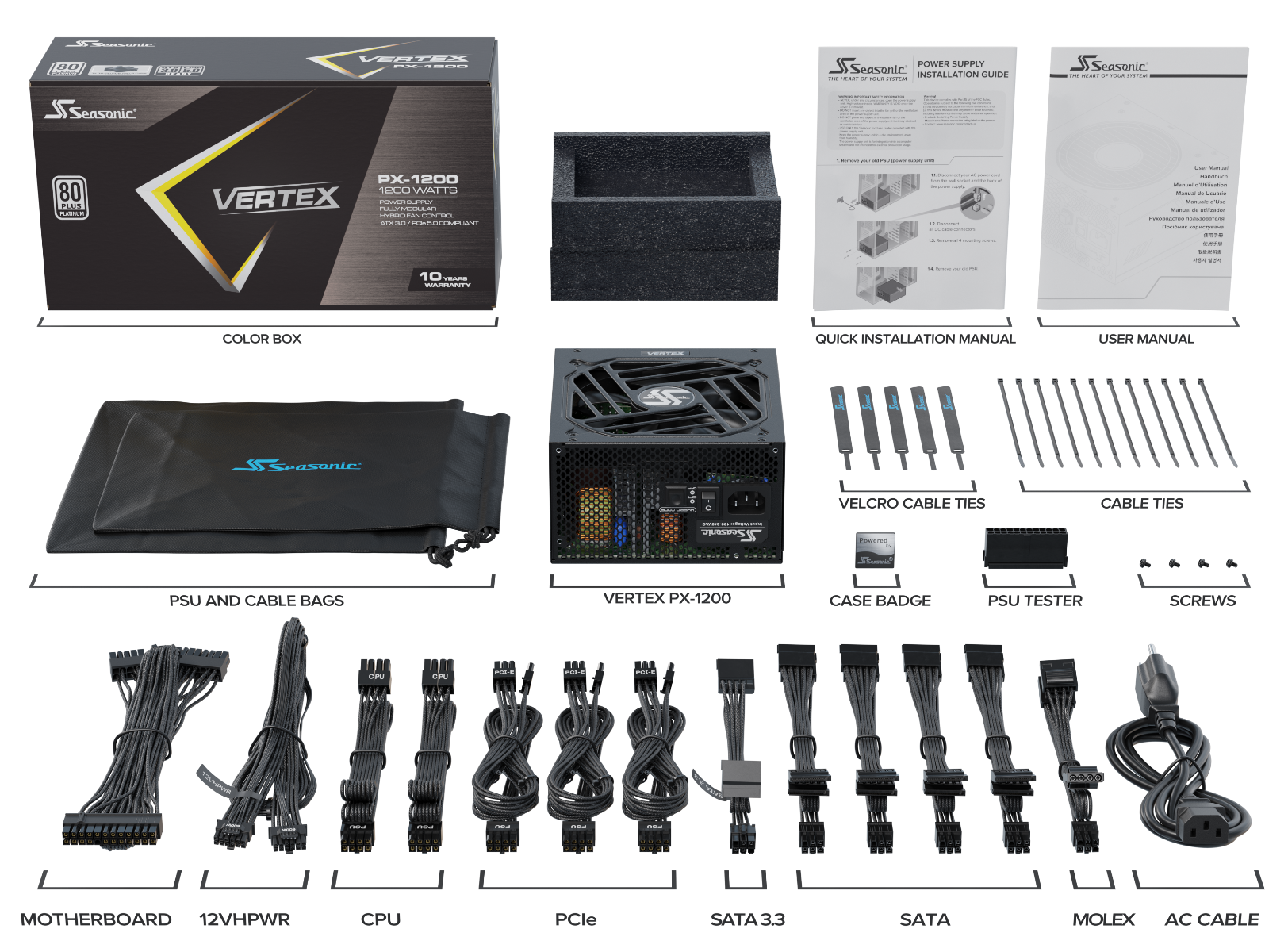 Seasonic VERTEX 1200W (PX-1200) Platinum Fully Modular PSU ATX 3.0.