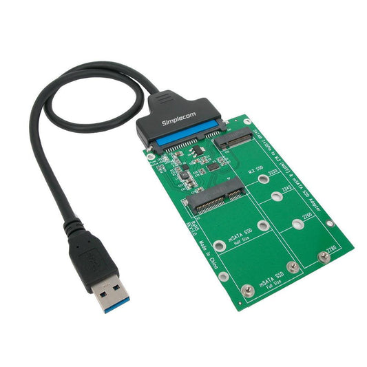 Simplecom SA221 USB 3.0 to mSATA + NGFF M.2 (B Key) SSD 2 in 1 Combo Adapter.