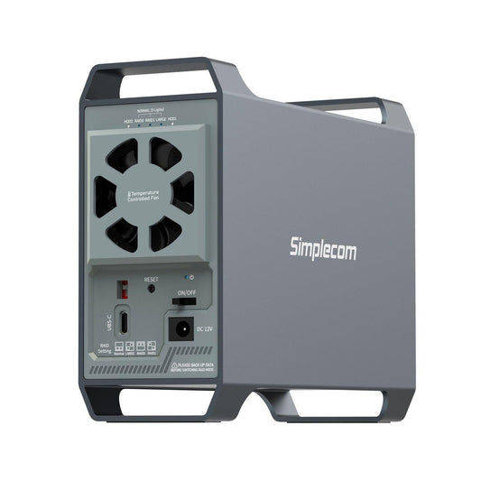 Simplecom SE482 SuperSpeed USB Dual Bay 3.5" SATA Hard Drive RAID Enclosure USB-C RAID 0/1, JBOD.
