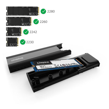 Simplecom SE504v2 NVMe / SATA Dual Protocol M.2 SSD USB-C Enclosure Tool-Free USB 3.2 Gen 2 10Gbps.